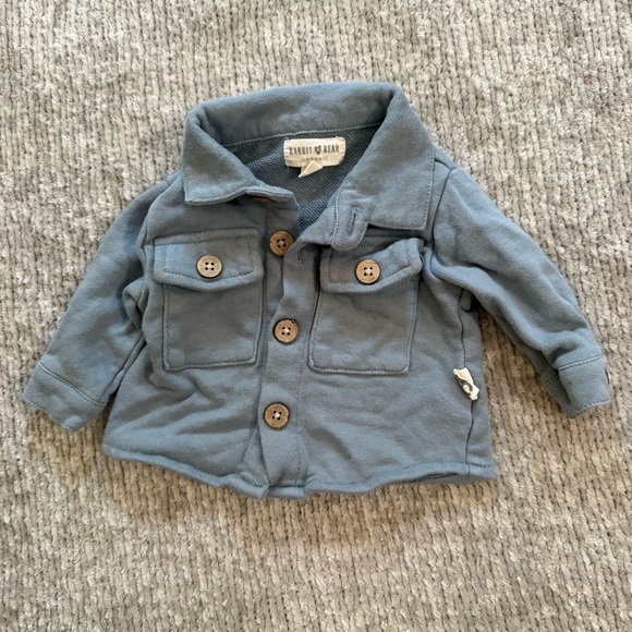 Rabbit + Bear | Jackets & Coats | Rabbit Bear Organic Baby Shacket Blue ...